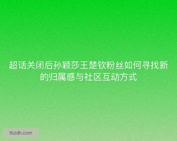 超话关闭后孙颖莎王楚钦粉丝如何寻找新的归属感与社区互动方式