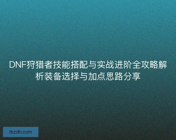 DNF狩猎者技能搭配与实战进阶全攻略解析装备选择与加点思路分享
