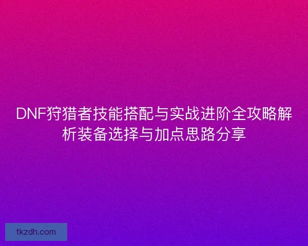 DNF狩猎者技能搭配与实战进阶全攻略解析装备选择与加点思路分享